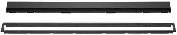 All-in-one Waterproof Linear Shower Drain Kit with 56 Inch Center Outlet Channel Body (KL1V60E140) and Drain Grate Assembly (Cover) in Solid Design with Matte Black Finish (KL1AR19MGS140)