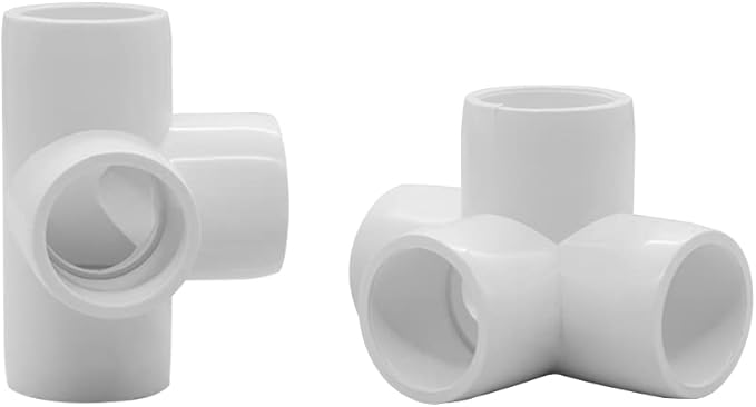 1-1/2“ Tee PVC Fitting 4 Way Elbow Connector, Furniture Grade 90 Degree Elbow Side Outlet, PVC Corner Fittings for Building Furniture Greenhouse Shed Pipe Fittings Tent Connection (Pack of 8)