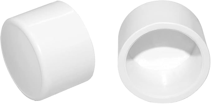 1Inch PVC Pipe End Cap Fitting, Furniture Grade, White, Socket, Pack of 8