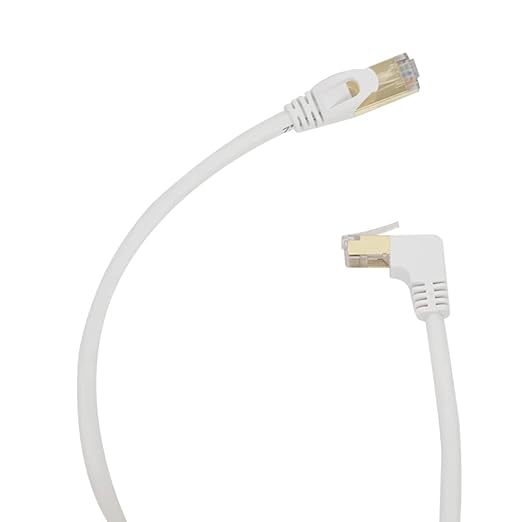 Cat6 Ethernet Cable 90 Degree Downward Right Angle, Cat 6 Right Angle Ethernet Cable for PC,Router,Modem,TV Box,24 AWG FTP Cat6 Network Cable White (Downward Angle, 16FT)
