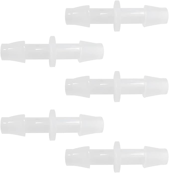 Plastic Hose Barb Fitting 1/4" x 1/4" Pipe Connectors Joint Splicer Mender Adapter Union for Aquarium Household Adapters Fuel Gas Liquid Air (Pack of 5)