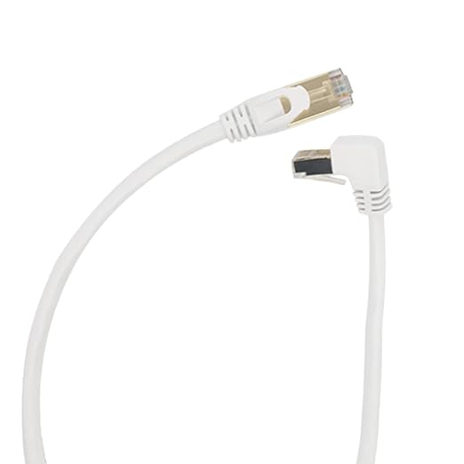 Cat6 Ethernet Cable 90 Degree Downward Right Angle, Cat 6 Right Angle Ethernet Cable for PC,Router,Modem,Printer,TV Box,24 AWG FTP Cat6 Network Cable White (UP Angle, 6.6 FT)