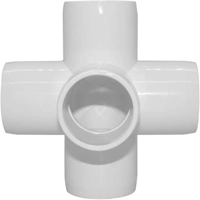 2 Inch Tee PVC Fitting 5 Way Elbow Connector, Furniture Grade 90 Degree Elbow Side Outlet, PVC Corner Fittings for Building Furniture Greenhouse Shed Pipe Fittings Tent Connection (Pack of 4)