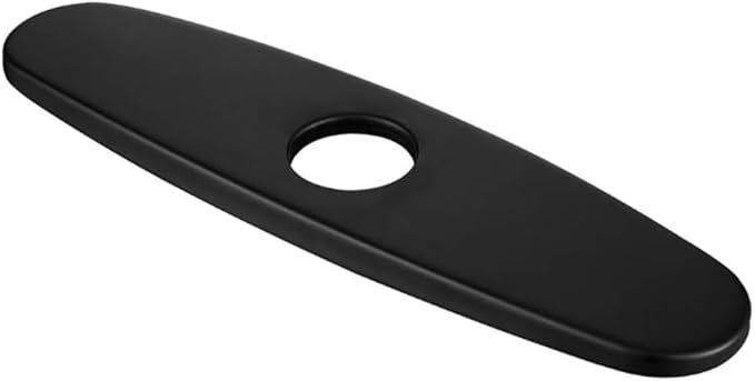 10 Inch Sink Faucet Hole Cover Deck Plate, 304 Stainless Steel Escutcheon Plate for 1 or 3 Hole Kitchen or Bathroom Sink Faucet, Matte Black Finish for Pull Down/Pull Out and Mixer Tap