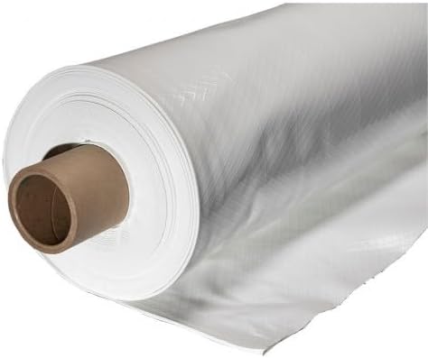 Farm Plastic Supply - Crawl Space Vapor Barrier - 20 mil - White Heavy Duty Plastic Sheeting - Thick Polyethylene Film, Drop Cloth Vapor Barrier Covering for Crawlspace and Basement (24' x 50')