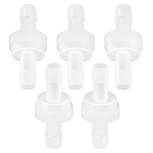 JoyTube 5 Packs Check Valve 5/16” (8MM) One-Way PVDF Plastic Hose Barb for Liquid Air