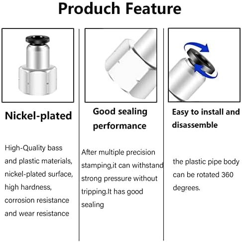 3/8 Female Npt Push to Connect Fittings,CEKER 5/32 Od x 1/4" NPT Female Thread Air Fittings 1/4 Quick Connect Air Lines Fittings Pneumatic Tubing Fitting Push in Connector 2Packs