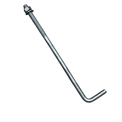 Sandbaggy 3/4" x 18" Threaded Concrete Anchor L-Bolts (Nuts & Washers Included) - Hot Dipped Galvanized - Sill Plate, Base Plate, Masonry, Wood, Cement Anchors, J Bolt (20, 3/4" x 18")