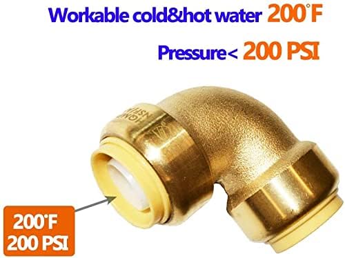 HQMPC Pex Fiting 1" Inch PushFit Elbow 90-Degree -PEX Fitting 90 Degree Elbow Push-to-Connect Plumbing Fitting for Copper, PEX, CPVC (2 Sets, 1")