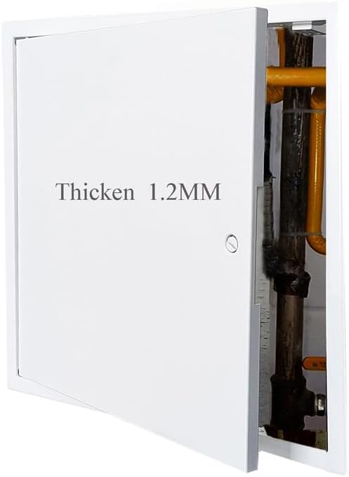 Fengze Steel Access Panel 12 x 12 Inch with 4 Long Fixing Strips White Screwdriver Latch Metal Inspection Door for Wall and Ceiling (300 x 300 mm)