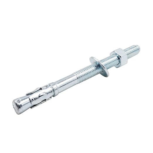 1/2 x 6 inch Carbon Steel Wedge Anchor kit for Concrete Cement Wall Floor Ground Deck Fence Base Bracket, Drill Stud Post Strong Screw Bolt Set.(4 pcs)