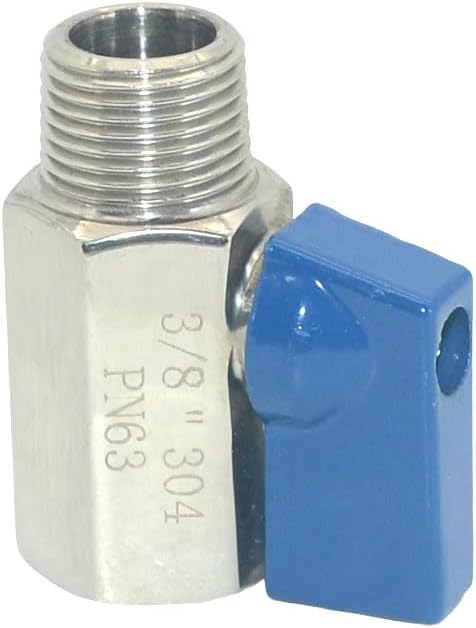 2 Pack Mini Ball Valve, Stainless Steel Female x Male NPT Thread Shut-Off Valve (3/8")
