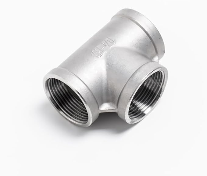 Beduan 1/8" Tee Female NPT T Shaped 3 Way Cast Pipe Fitting - Stainless Steel 304 (Pack of 2)