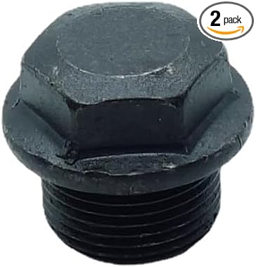 M22X1.5 Plug Metric Male Thread Hex Head Pipe Plug with Flange Black Carbon Steel Fitting for Terminate Pipe Ends 2 Pcs ﻿