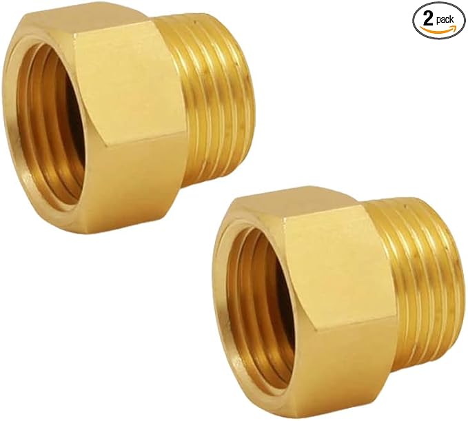 G 1/2 BSP Male to US 1/2 NPT Female Thread Converter Adapter (2-Pack), Solid Brass Pipe Fitting，Water Hose Adapter, British to US Gauge Sensor Sender Adapter BSP NPT Thread Converter