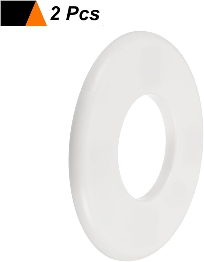HARFINGTON 2pcs Wall Split Flange 51mm/2" Self-Adhesive Plumbing Cover Plates ABS Plastic Round Escutcheon Plate Buckle Design for Water Pipe Bathroom Kitchen Decoration, White