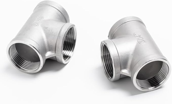 Beduan 1/4" Tee Female NPT T Shaped 3 Way Cast Pipe Fitting - Stainless Steel 304 (Pack of 2)