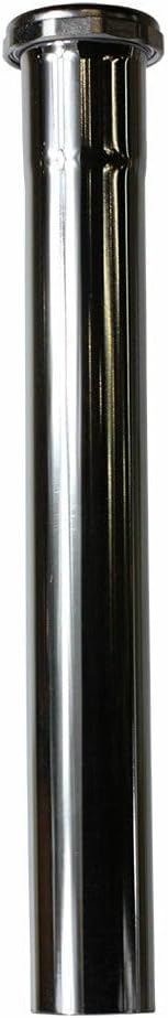 Replacement 22 Gauge 1-1/2 Inch x 12 Inch Chrome Plated Brass Tubular Extension Tube Slip Joint Connection - Includes Nuts and Washers for Thrifco Plumbing 4400639