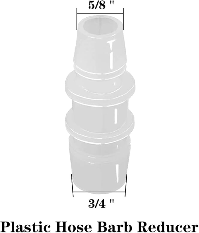 3/4" to 5/8" Hose Barb Reducer Pipe Fittings Adapter, Plastic Joint connector Splicer Mender for Aquarium Household Transport Fuel Gas Liquid Air (Pack of 4)