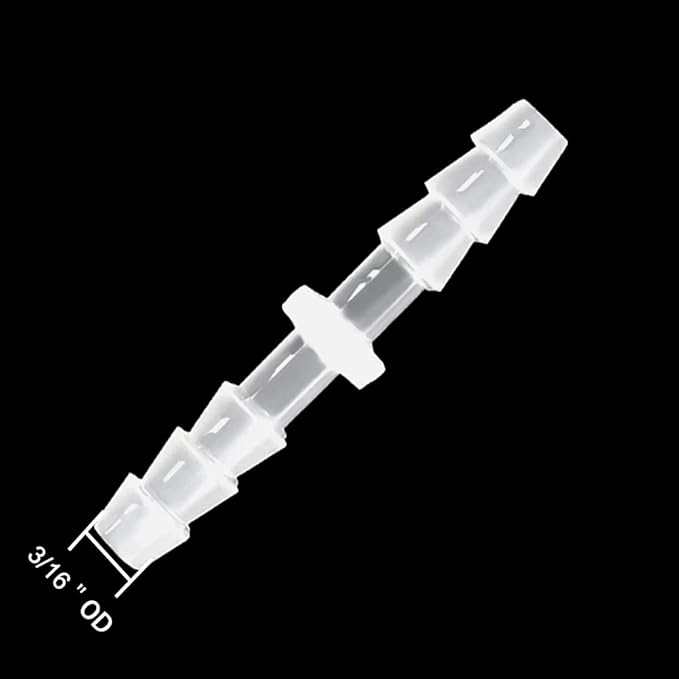 Plastic Hose Barb Fitting 3/16" x 3/16" Pipe Connectors Joint Splicer Mender Adapter Union for Aquarium Household Adapters Fuel Gas Liquid Air (Pack of 10)