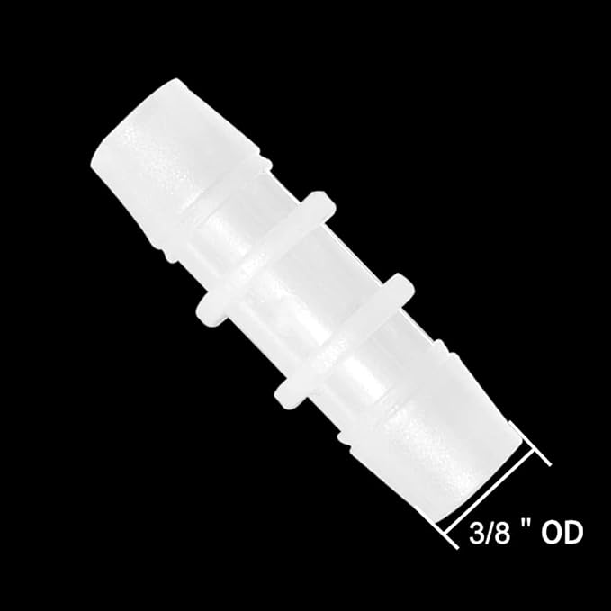 Plastic Hose Barb Fitting 3/8" x 3/8" Pipe Connectors Joint Splicer Mender Adapter Union for Aquarium Household Adapters Fuel Gas Liquid Air (Pack of 10)