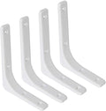 SAYAYO Metal Shelf Brackets, 8 x 6 Inch Heavy Duty L Angle Brackets Shelf Hardware Decorative Wall Hanging Supports for Floating Storage Shelf, 4 PCS Bright White