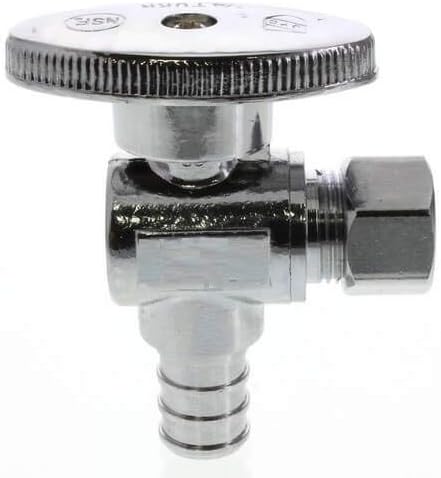 EZ-Fluid (20-Packs) 3/8" OD Comp x 1/2" PEX 1/4-Turn Chrome Brass Angle Stop Valve Water Shut Off Ball Valve LF Barb Crimp Ring Type