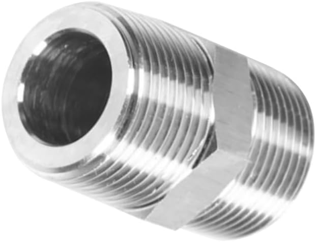 6PCS 1/8" NPT Male Stainless Steel Nipple Pipe Fitting Hex Connectors