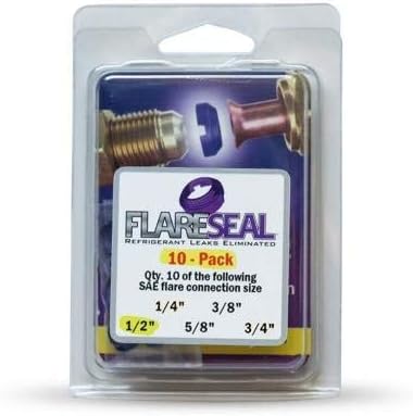 10 Pack 1/4" Model FS04-10PK Leak Free SAE Flare Connections - Refrigerant - Refrigeration, HVAC, Ductless or Mini Split. Thread Lock Coated Copper Gasket Crush Seal (10, 1/4") …