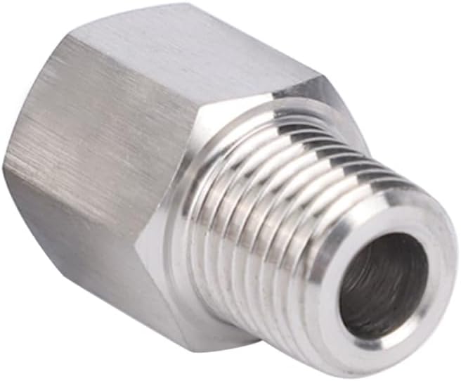 Stainless Steel 304 M10*1 Female Thread x 1/4" NPT Male Adapter Metric Convert NPT Pipe Fiiting for Pressure Gage 1pc