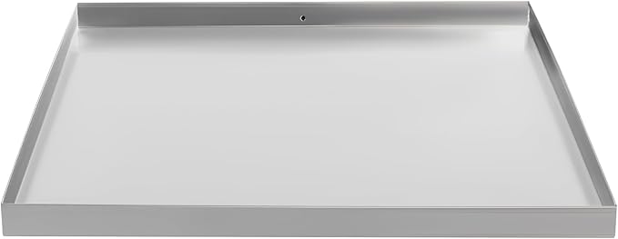 27" x 25" x 1.5" Washing Machine Drain Pan, Heavy Duty 304 Stainless Steel, Protects Floors from Leaks, Compact Washer Drip Tray with Drain Hole, for Dishwashers Refrigerators Water Heaters