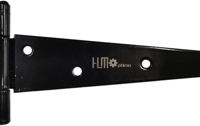 HLMOptimo Heavy Duty T Hinge Tee Hinge T Strap Hinge Shed Hinge Gate Hinge Barn Hinge Fence Hinge Door Hinge Wrought Rustproof All Size Black (4 pcs, 10 inch