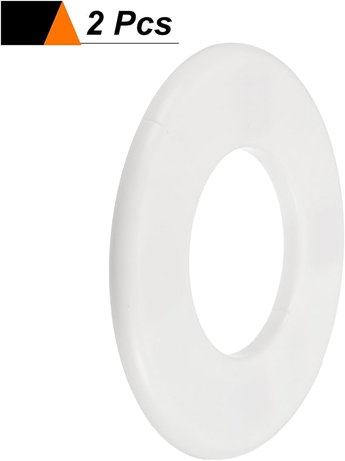 HARFINGTON 2pcs Wall Split Flange 64mm/2.5" Self-Adhesive Plumbing Cover Plates ABS Plastic Round Escutcheon Plate Buckle Design for Water Pipe Bathroom Kitchen Decoration, White