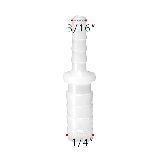 Quickun Plastic Hose Barb Reducer Fitting 1/4" to 3/16" Barbed Reducing Union Adapter Splicer Mender Joint Fitting (Pack of 2)