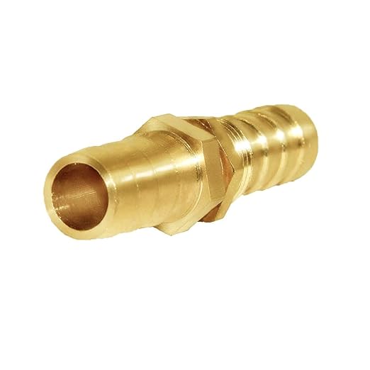 Joywayus 1/2'' Hose Barb Thru-Bulk Head Hex Union Brass Fitting Water/Fuel/Air (Pack of 2)