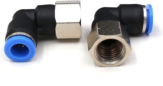 CEKER 4MM Female Elbow Airlines Push Fittings 90 Degree Push to Connect Fittings Air Fittings, PL 4mm Tubing Od x 1/4" Npt Thread Pneumatic Push In Connectors Quick Connect Tube Fittings 5Packs