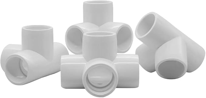 1 Inch Tee PVC Fitting 4 Way Elbow Connector, Furniture Grade 90 Degree Elbow Side Outlet. Corner Fittings for Building Furniture Greenhouse Shed Pipe Fittings Tent Connection (Pack of 16)
