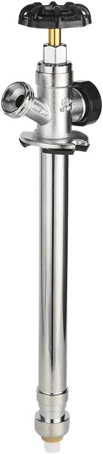 EFIELD 10-inch Anti-Siphon Frost Free Sillcock 1/2 inch Push Fit X 3/4 inch Hose Bibb, Chrome Plated Brass Body (10-inch),(SILLCOCK038)