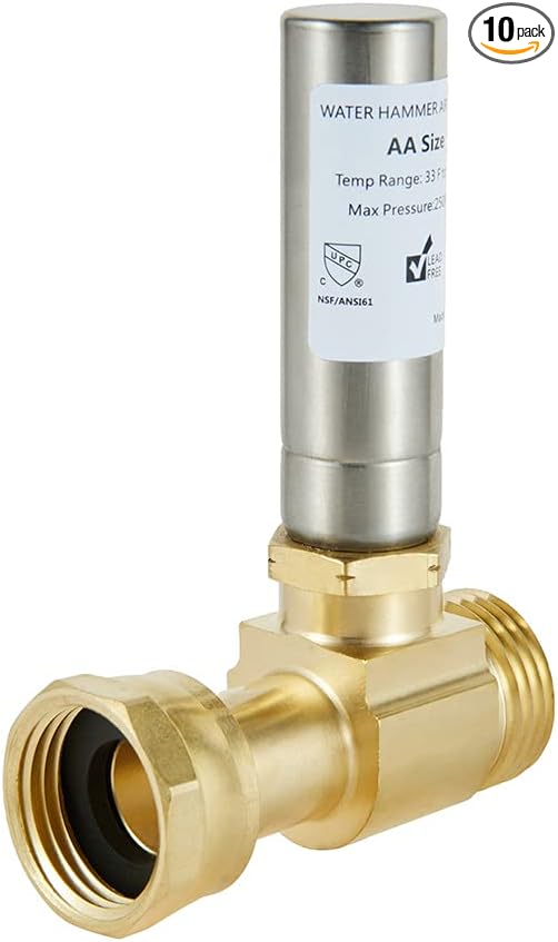 (Pack of 10) EFIELD S-241 Straight Stainless Steel Water Hammer Arrestor For Washing Machine, 3/4 Inch Swivel FHT x 3/4 Inch MHT,(HAMMER020-10PCS)