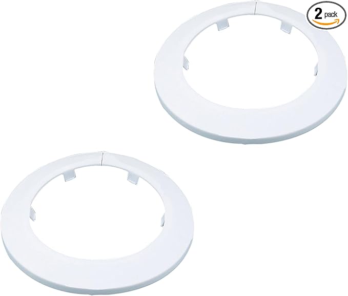 90mm Pipe Cover Decoration; Fit 3.54" Outer Diameter Pipe/Hole; White PP Plastic Escutcheon Collar; Snap-on Water Escutcheon Plate for Bathroom Kitchen Wall Tube Decor 2 Pcs