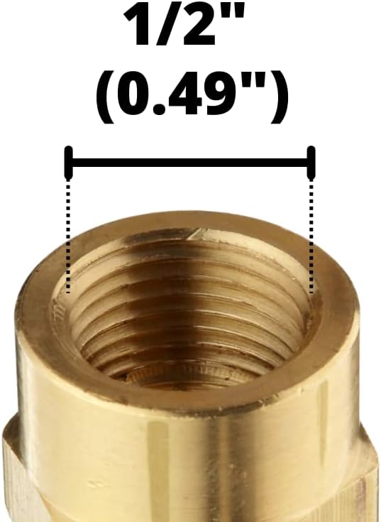 1/2" NPTF x 1/4" NPTF Female Brass Coupling/Coupler Pipe Thread Union/Joiner Fitting | 33300-08-04 (5-PACK)