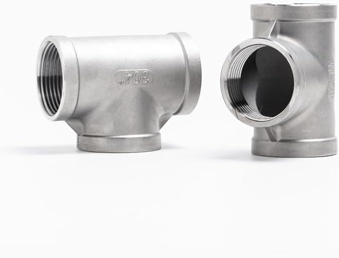 Beduan 1/8" Tee Female NPT T Shaped 3 Way Cast Pipe Fitting - Stainless Steel 304 (Pack of 2)