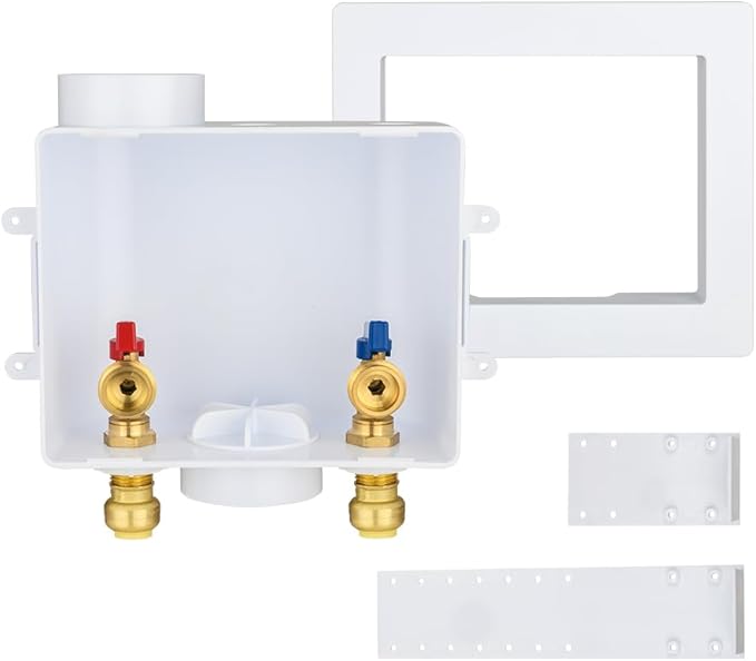 EFIELD Universal Washing Machine Outlet Box,1/2-inch Push-fit Inlet x 3/4 inch MHT Outlet Connection, Center Drain,(WM050)