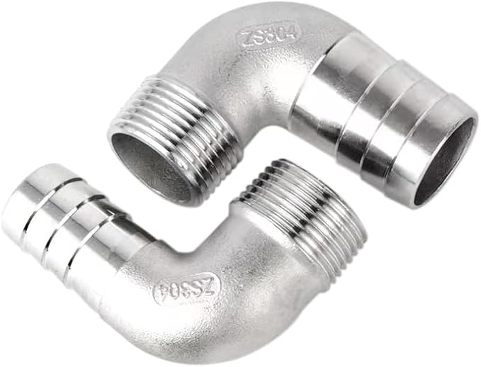 Stainless Steel Elbow 5/8" Hose Barb x1/2" NPT Male 90 Degree Home Brew Pipe Fitting