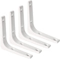 SAYAYO 4 PCS Iron Wall Shelf Bracket, 4 x 4 Inch Heavy Duty Shelf Support Bracket Decorative Joint Angle Bracket, Bright White