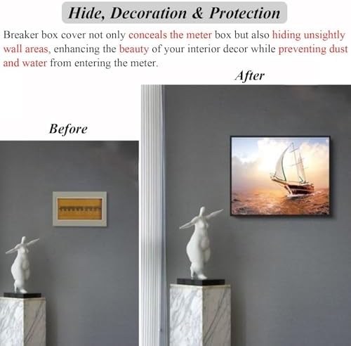 Decorative Wood Electrical Panel Cover for Meter Box - Stylish Wall Hanging Protective Lid for Vertical Circuit Breaker Panel - Enhance Home Décor and Safety