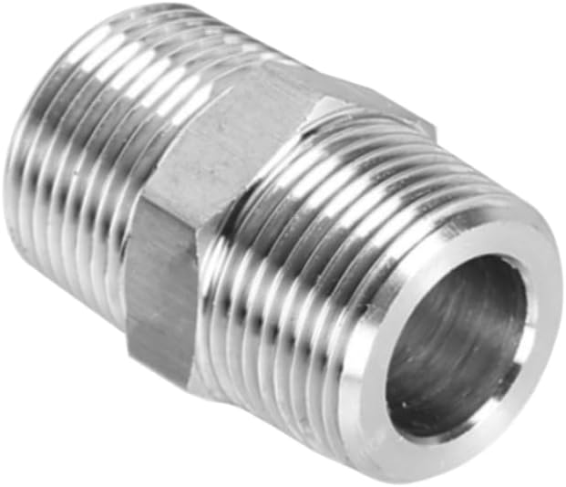 6PCS 3/8" NPT Male Stainless Steel Nipple Pipe Fitting Hex Connectors