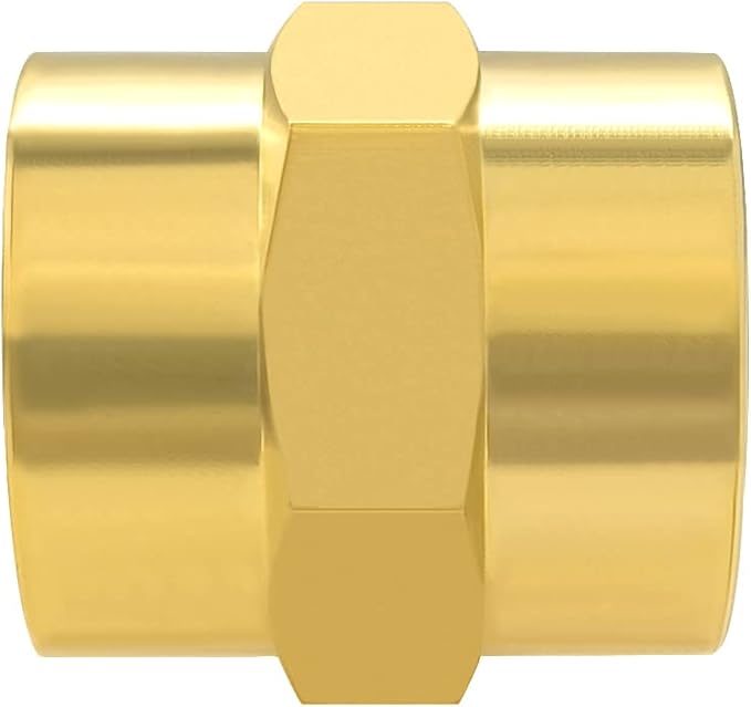Hooshing 5PCS Brass Pipe Fitting Air Hose Fittings Coupling 1/2" x 1/2" NPT Female Coupler Hex Head Pipe Fitting