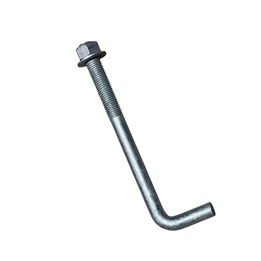 Sandbaggy 1" x 12" Threaded Concrete Anchor L-Bolts (Nuts & Washers Included) - Hot Dipped Galvanized - Sill Plate, Base Plate, Masonry, Wood, Cement Anchors, J Bolt (15, 1" x 12")