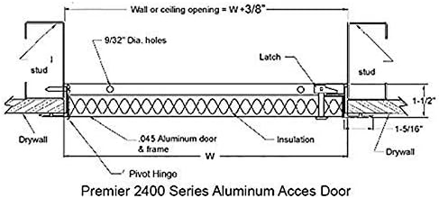 Premier 24x24 Universal Aluminum Access Panel Door with Keyed Latch, Insulated for Exterior Application Use, Wall or Ceiling Mounted for Drywall, Plumbing, Electrical, 2400 Series